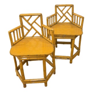 1920s Asian Bamboo Chairs- Set of 2 For Sale