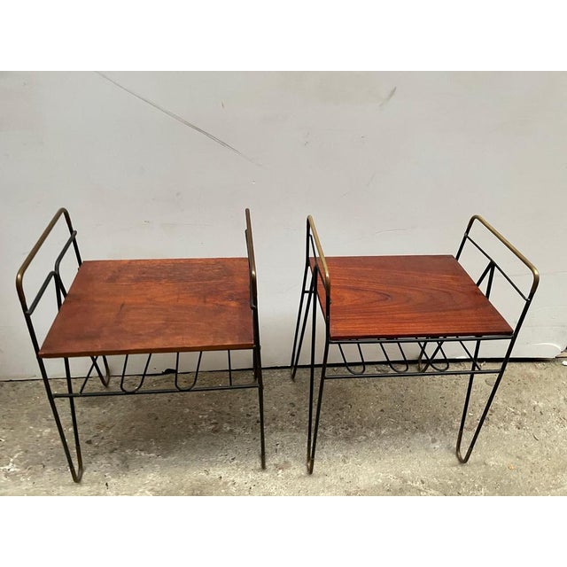 Brown Danish Nightstands in Metal, 1960s, Set of 2 For Sale - Image 8 of 14