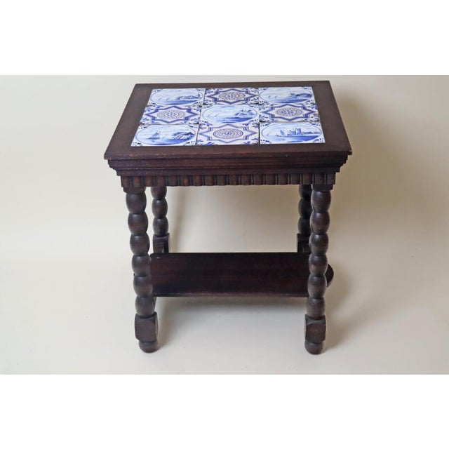 Art Deco Delft Oak Table with 18th-Century Tiles, 1930s For Sale - Image 6 of 13