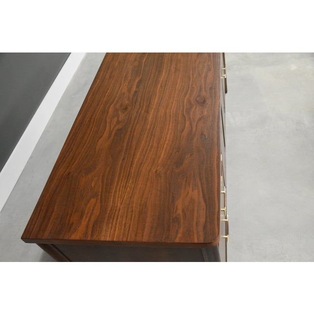Brown 1960s Refinished Broyhill Saga 62” Walnut Dresser For Sale - Image 8 of 12