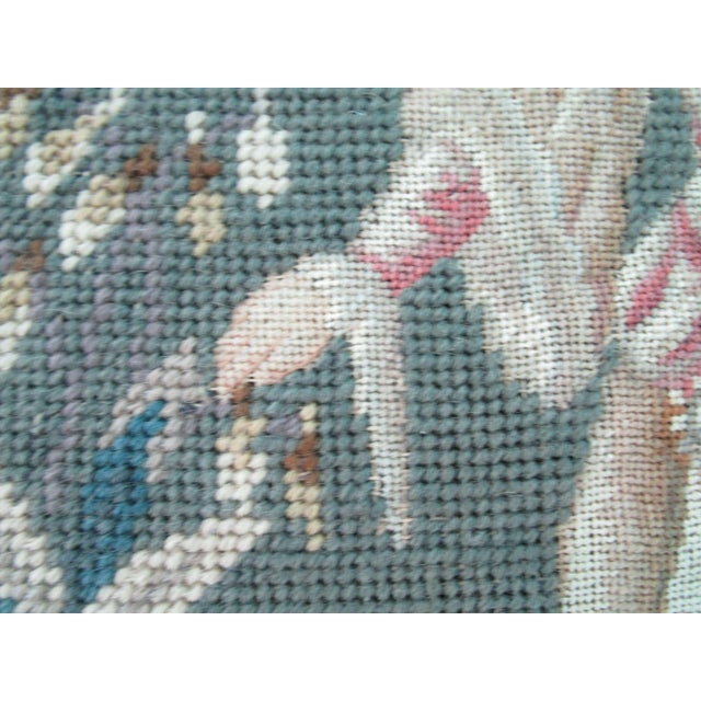 Medieval Lady Falconer Needlepoint Art in Antique Gold Frame Guc For Sale - Image 11 of 18