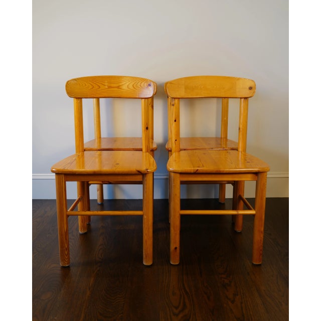 Set of 4 chairs attributed to Rainer Daumiller c. 1970. Wood in original condition. Possible repair to the backrest of one...