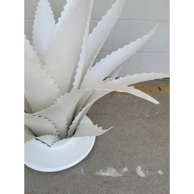 2020s Currey & Company Modern White Meta Agave Sculptures Pair For Sale - Image 5 of 6