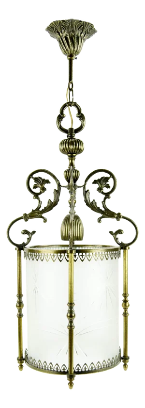 Antique French Glass and Brass Lantern