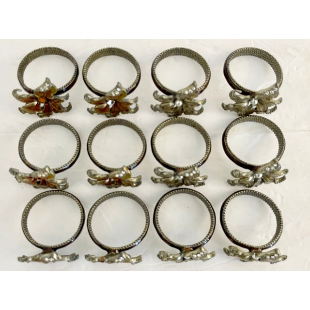 Pink Pink and Red Flowers Napkin Rings - Set of 12 For Sale - Image 8 of 13