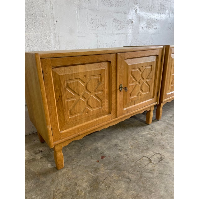 1960s Henning Kjaernulf Oak Brutalist Danish Side Tables or Nightstands For Sale - Image 5 of 7