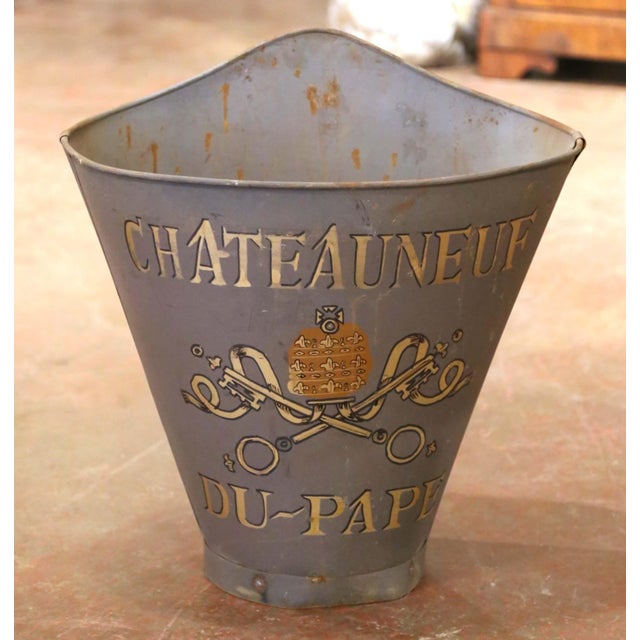 Late 19th Century 19th Century French Châteauneuf-Du-Pape Painted Metal Grape Harvesting Hott For Sale - Image 5 of 8