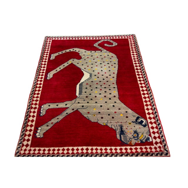 Hand-Knotted Gabbeh Nomadic Rug For Sale - Image 4 of 11