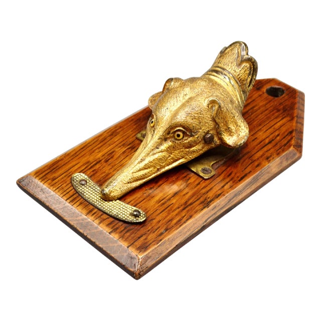 Antique English Greyhound / Whippet Dog Letter Clip Desk Accessory For Sale
