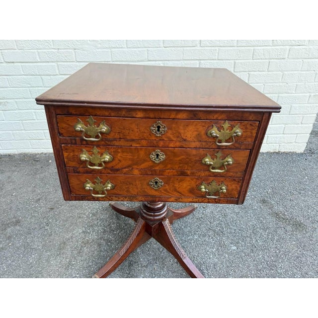 Antique American Ducan Phyfe Style Mahogany Work Side Table For Sale - Image 9 of 12