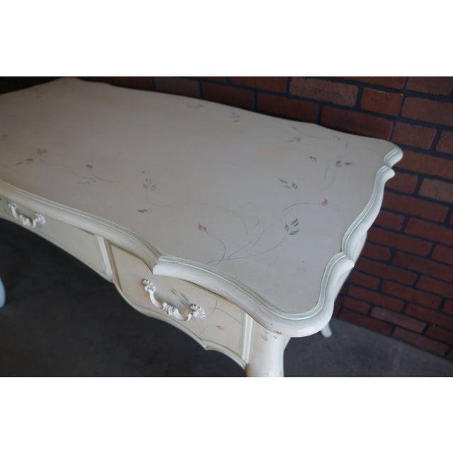 Wood Ethan Allen Hand Painted Country French Writing Desk For Sale - Image 7 of 11
