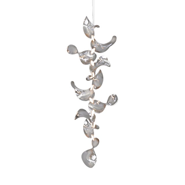 Dune 10 Vertical Cluster Light with Silver Hand Polished Shades by Daniel Becker for Moss Objects For Sale