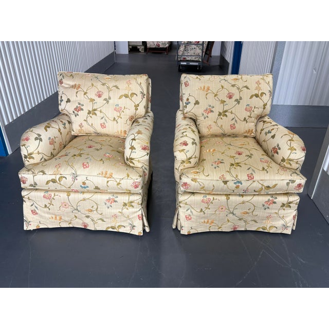 Scalamadre "Millefiori" Floral Upholstered Rolled Arm Club Chairs - A Pair For Sale - Image 10 of 12