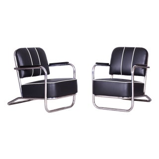 Bauhaus Lounge Chairs in Leather from Mücke Melder, 1930s, Set of 2 For Sale