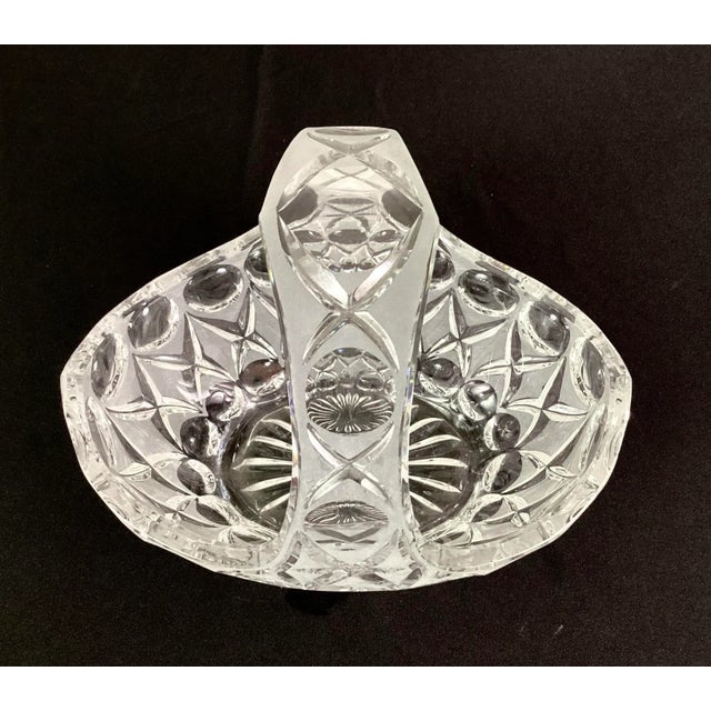 American Vintage 1950s Cut and Frosted Crystal Basket For Sale - Image 3 of 6