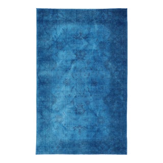 Large Turkish Oushak With Floral Design in Blue 10'3 X 16'7 For Sale