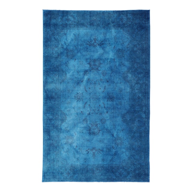 Large Turkish Oushak With Floral Design in Blue 10'3 X 16'7 For Sale