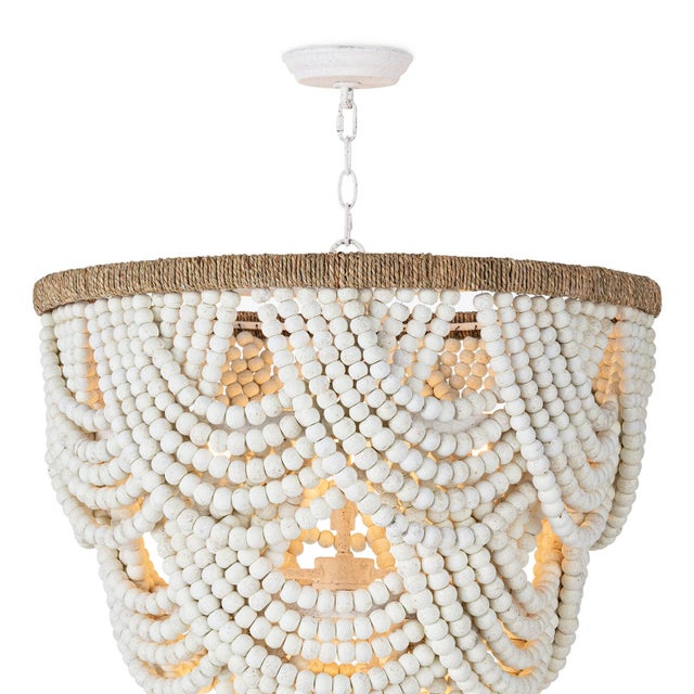 Boho Chic Lorelei Wood Bead Chandelier, White For Sale - Image 3 of 7