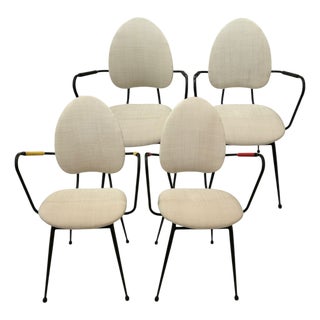 Vintage Metal Chairs by Jacques Hitier, 1950s, Set of 4 For Sale