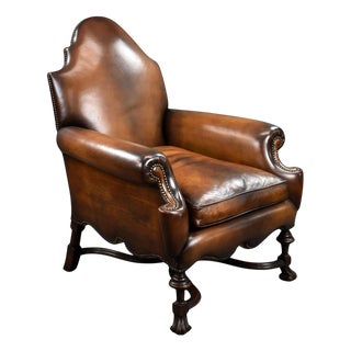 Victorian Hand Dyed Leather Armchair, 1870 For Sale