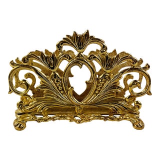 Art Nouveau Stylebuilt Desk Letter ,Napkin Holder Gold Tone For Sale