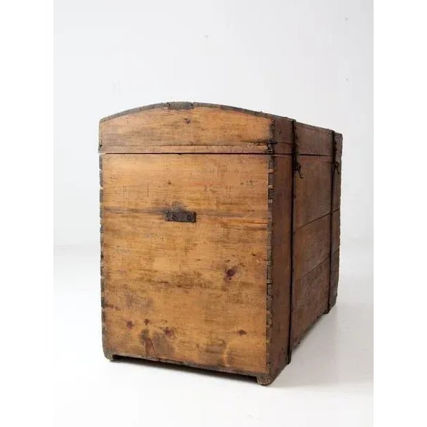 Early 20th Century Antique Wood Chest For Sale - Image 5 of 12