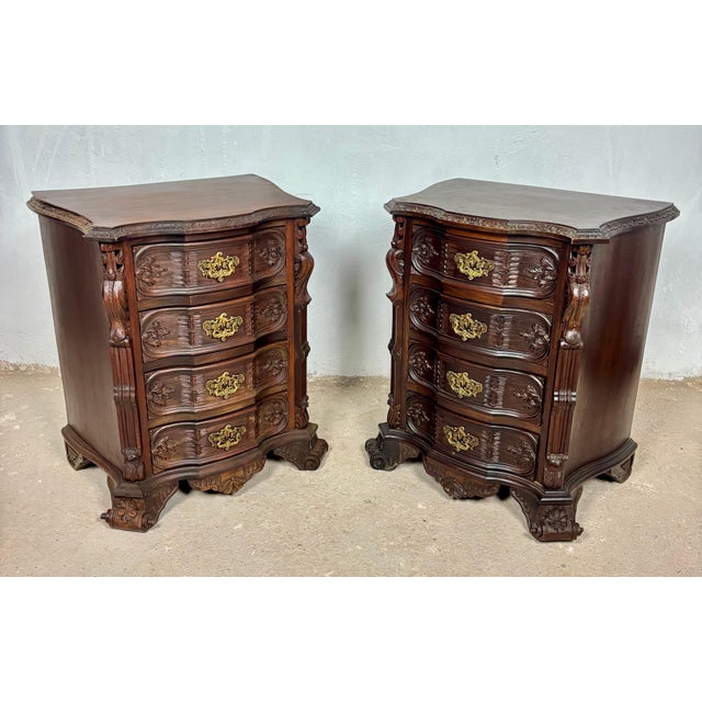 Pair of Carved Wood Bedside Cabinets, 1930s For Sale - Image 13 of 18