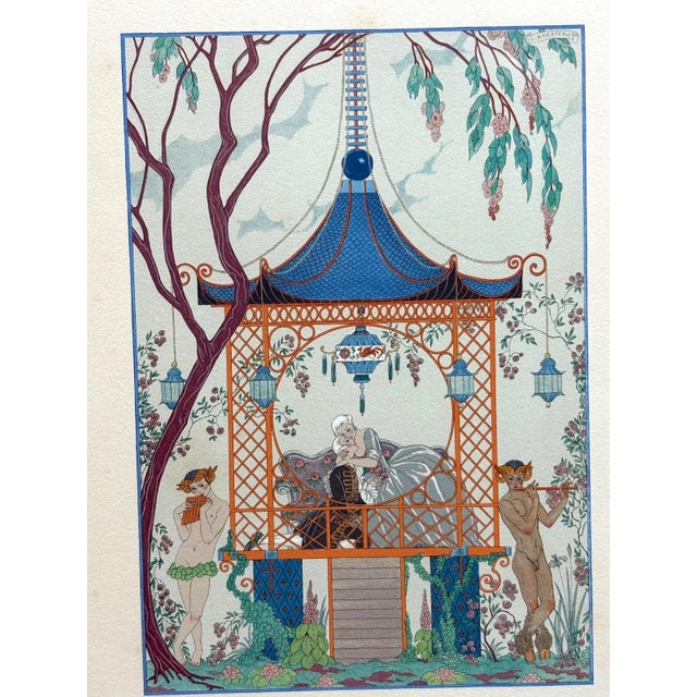 Contemporary Original George Barbier 1928 Hand-Colored Pochoir Print: "Cythère" in 11x14 Mat For Sale - Image 3 of 3
