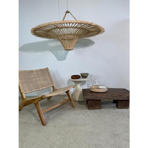 Large Rattan Saucer Suspension with Iron Frame For Sale - Image 13 of 18