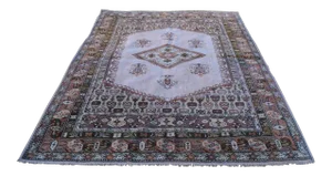 Farmhouse Kitchen Vintage Mid Century Turkish Oushak Rug 6.7 X 9.3 Ft.