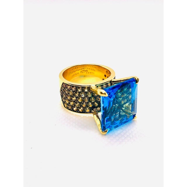 Bochic "Orient" Vintage Sapphire & Blue Topaz Ring Set In 18K Gold & Silver For Sale - Image 18 of 18