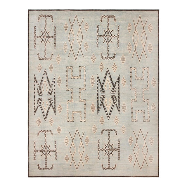Nazmiyal Collection Pastel Tones Primitive Motifs Modern Large Rug For Sale