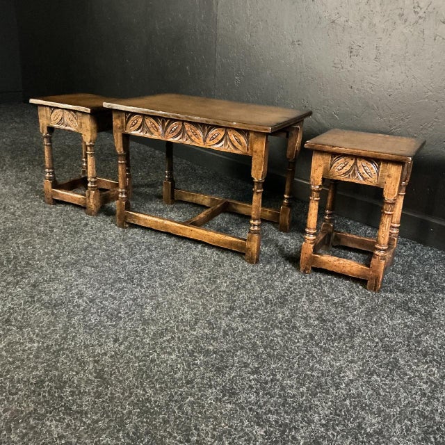 Oak Nest of Tables, 1965, Set of 3 For Sale - Image 4 of 7
