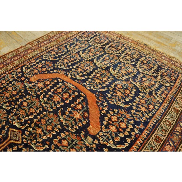 1900s Navy Paisley Tribal Antique Persian Afshar Saddle Rug 3'2" X 3'4" Knotted Wool Carpet For Sale - Image 4 of 12