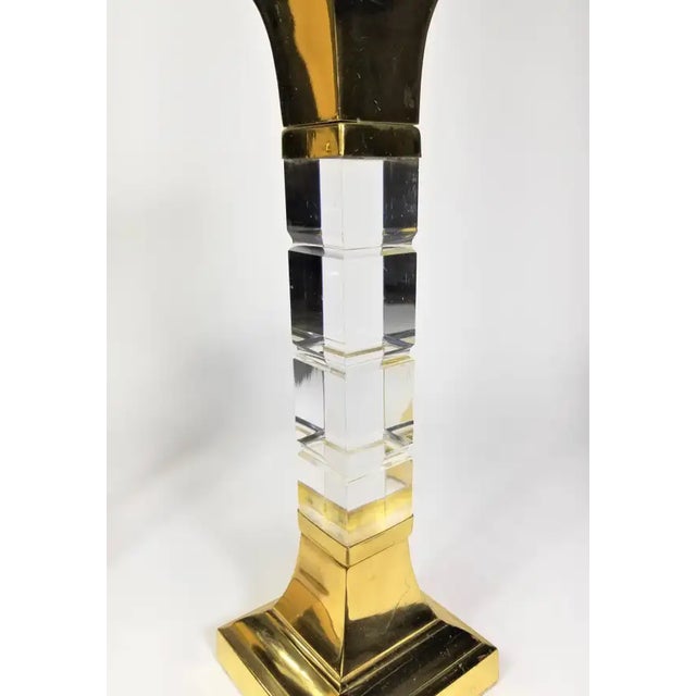Lucite and Brass Large Candle Holders Candlesticks 1970s. Mid Century For Sale - Image 12 of 14