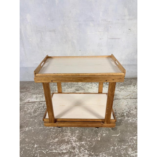 Mid-Century Oak & Formica Two-Tier Drinks Trolley, 1960s For Sale - Image 6 of 9