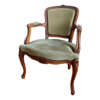 Louis XV Green Cabriolet Armchair, 1890s For Sale
