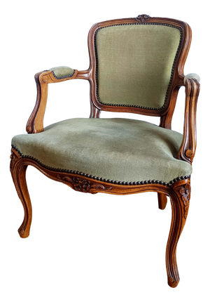 Louis XV Green Cabriolet Armchair, 1890s