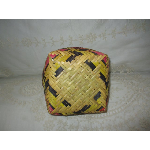 Wood Antique American 10" Handwoven River Cane Basket W Handle For Sale - Image 7 of 7