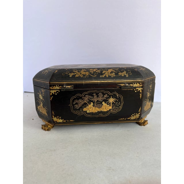 Chinoiserie Antique Chinoiserie Sewing Box For Sale - Image 3 of 12