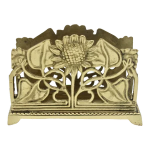 Mid Century Wildflower Brass Letter Rack