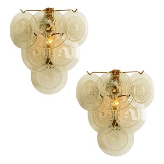 Glass Disc Wall Lights attributed to Vistosi, Italy, 1960s, Set of 2 For Sale
