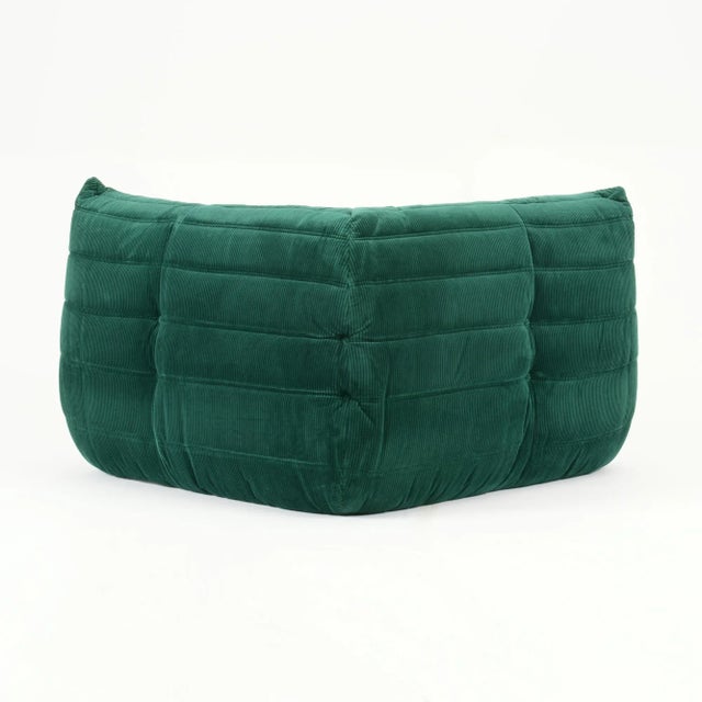 Ligne Roset Vintage Ligne Roset Togo 3-Piece Lounge in Emerald Corduroy - Restored For Sale - Image 4 of 18