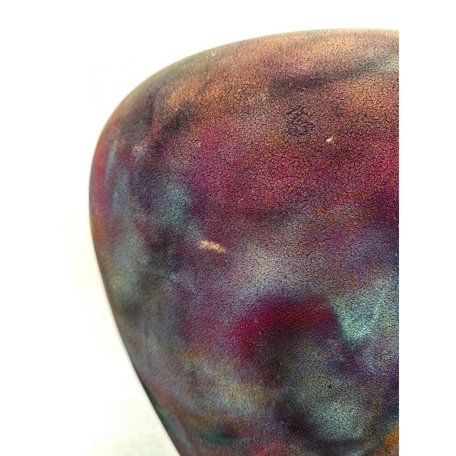 Contemporary Textured Flash Raku Vase by Leslie Mitchell For Sale - Image 11 of 13