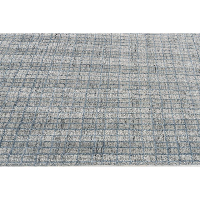 2020s Blue Gray Tartan Indoor Outdoor Polyester Rug, 9' X 12' For Sale - Image 5 of 8