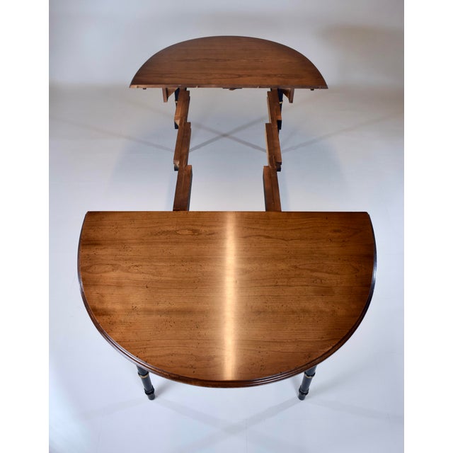 Baker Furniture Faux Bamboo Extendable Dining Table Black Lacquer With Gold Accents For Sale - Image 12 of 14