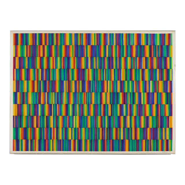 1990s Steven Jay Redman "Rainbow Spectrum" Op Art Painting For Sale