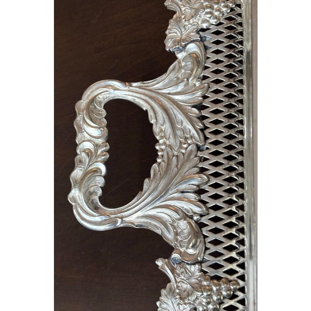 Art Nouveau Antique William Adams English Sheffield Silverplate Art Nouveau Grape Motif 26.5"x17" Tray. For Sale - Image 3 of 10