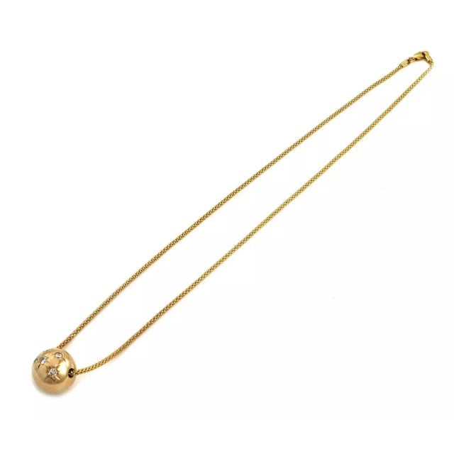 Diamond Star Burst 14k Yellow Gold Ball Pendant & Flex Mesh Necklace For Sale - Image 4 of 6