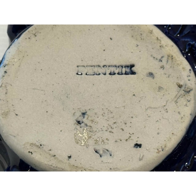 Scandinavian Modern Pentik Kaamoskivi Sculptural Blue Candle Holder, Finland For Sale - Image 12 of 12